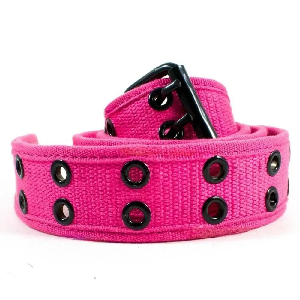 ☔️🔸️Unisex Hot Pink Canvas Double Grommet Belt Small